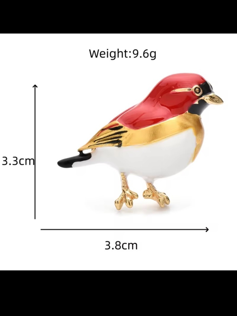 Vintage Red Bird Gold Brooch - Picture 4 of 8